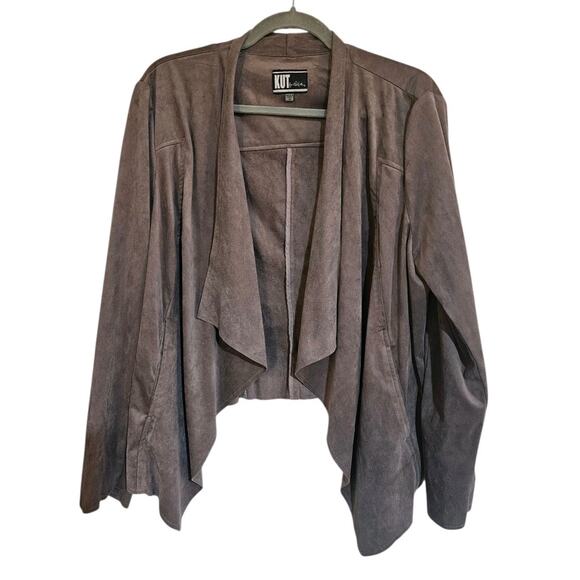 Kut From the Cloth Brown Faux Suede Long Sleeve Jacket 1X - Picture 1 of 3